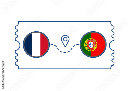 France – Portugal International Travel Route vector ticket
Vector ticket route between countries