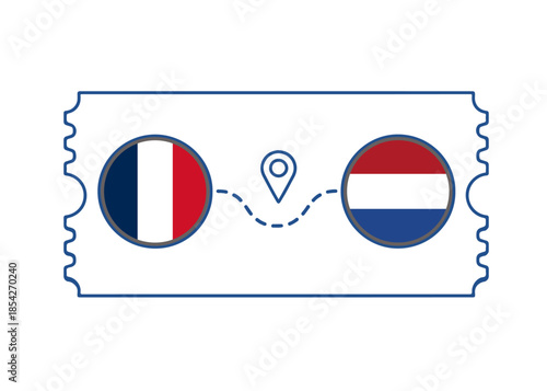 France – Netherlands International Travel Route vector ticket
Vector ticket route between countries