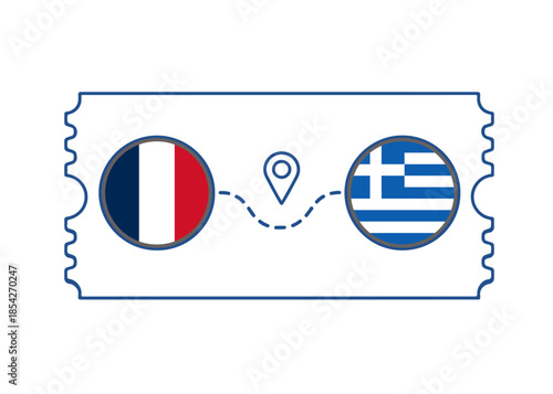France – Greece International Travel Route vector ticket
Vector ticket route between countries
