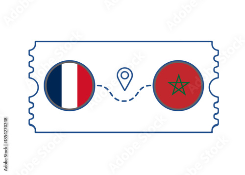 France – Morocco International Travel Route vector ticket
Vector ticket route between countries