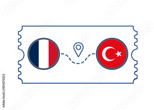 France – Turkey International Travel Route vector ticket
Vector ticket route between countries