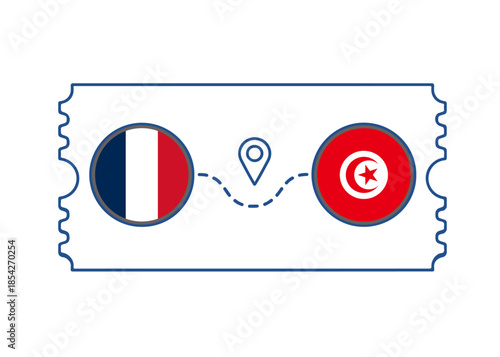 France – Tunisia International Travel Route vector ticket
Vector ticket route between countries