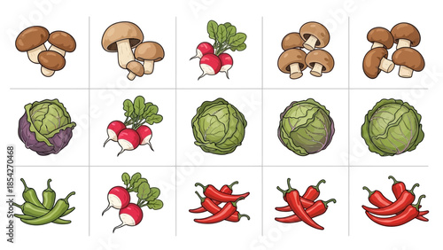 Variety of Fresh Vegetables and Mushrooms A Colorful Collection for Healthy Eating and Culinary Inspiration