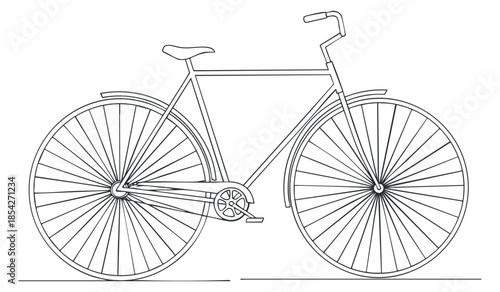 A simple outline illustration of a bicycle in minimalist vector style, suitable for fitness and transportation themes