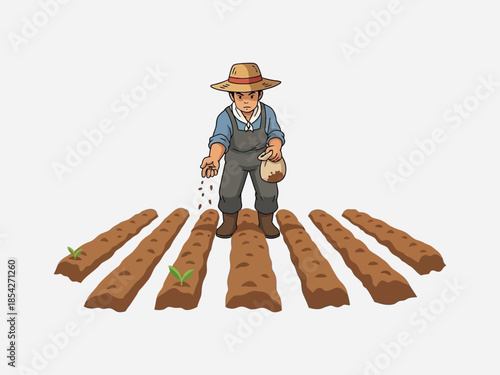 Farmer Planting Seeds in Soil Blocks.