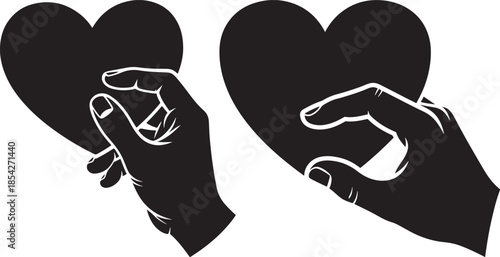 Hand holding heart symbol of love