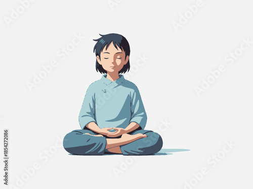 Young Woman Meditating in Lotus Position.