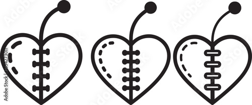 Stitched heart vector concept design