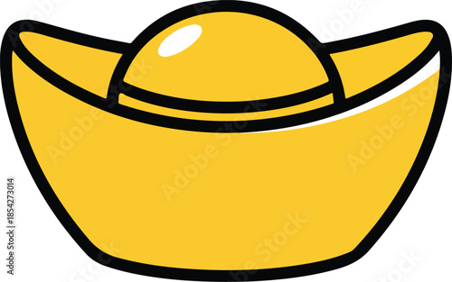 Traditional chinese gold ingot illustration representing wealth and prosperity, a timeless symbol of good fortune and lunar new year.