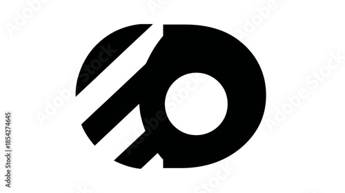 Modern abstract black and white graphic design with stylized number sixty concept on a clean white background