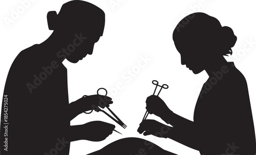 Vector illustration of a black silhouette family featuring a mother and son, a mother and daughter, and a couple in love dancing as people celebrate romance