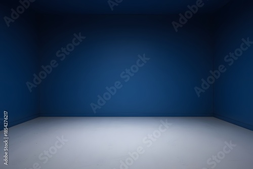 Empty blue room: An open blue room with a blank space creates a minimalist composition, offering a sense of openness. This room can be used for diverse ideas, showcasing the concept of freedom.