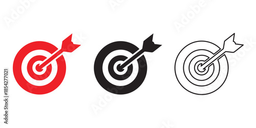 Achieve Target Icon: The illustration showcases a target icon with an arrow, symbolizing precision, and goal achievement. Perfect for representing aiming for goals