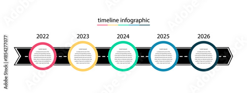 Road infographics with 5 circles with place for your icons and text, vector eps10 illustration