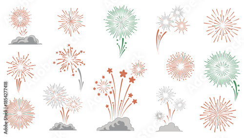 Celebration Fireworks Collection: Festive Explosions and Starbursts