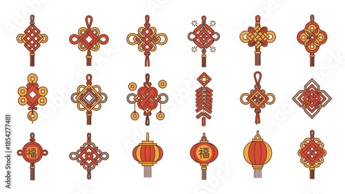 Chinese Lucky Knots and Lanterns Collection - Festive New Year Decorations