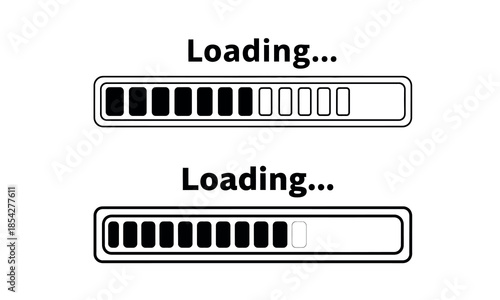 Two identical loading bar animations with progress indicators on a white background screen