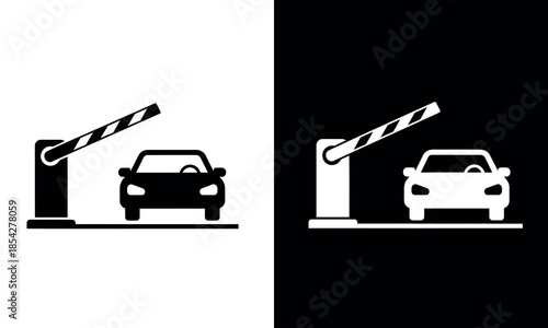 A visual representation of a parking barrier and a vehicle shown in both positive and