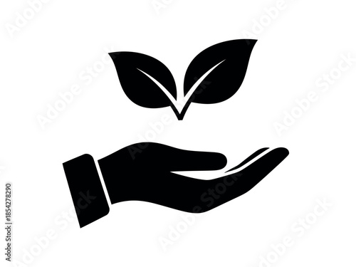 A delicate leaf sprouts within a protective human hand symbolizing growth and care high quality professional