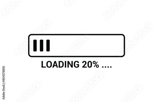 20% Loading Progress Bar download and upload icon Vector design illustration