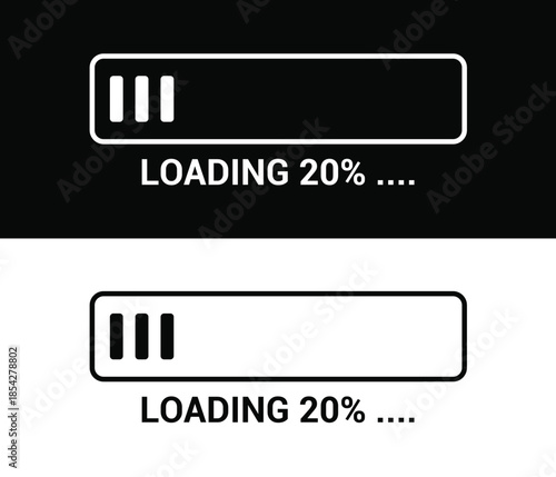 20% Loading Progress Bar download and upload icon Vector design illustration