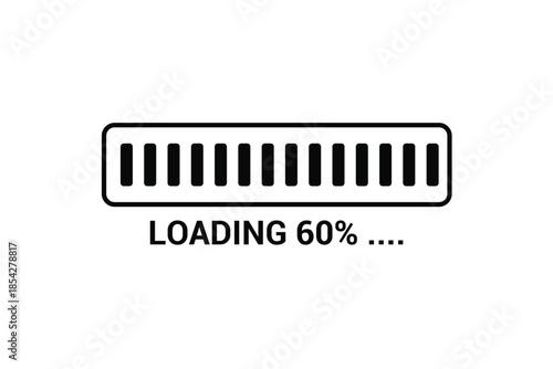 60% Loading Progress Bar download and upload icon Vector design illustration