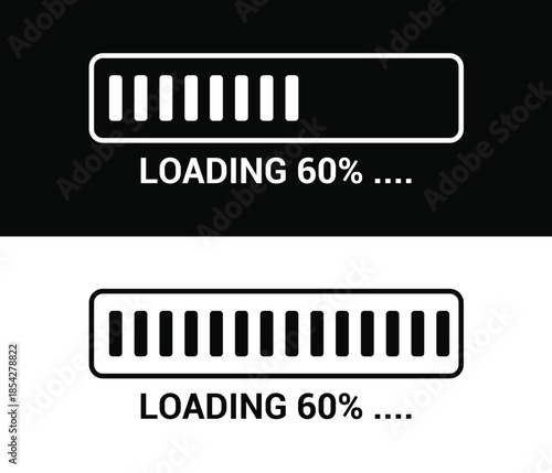 60% Loading Progress Bar download and upload icon Vector design illustration