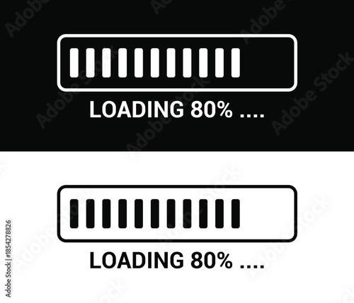 80% Loading Progress Bar download and upload icon Vector design illustration