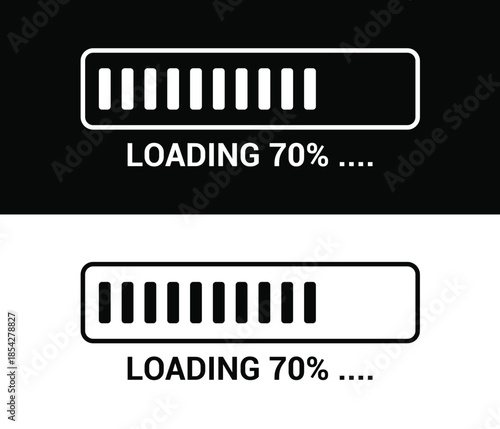 70% Loading Progress Bar download and upload icon Vector design illustration