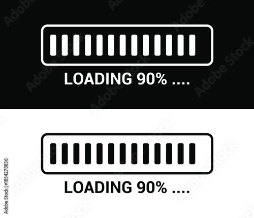90% Loading Progress Bar download and upload icon Vector design illustration