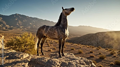 Majestic Horse in Desert Landscape - A Portrait of Freedom.