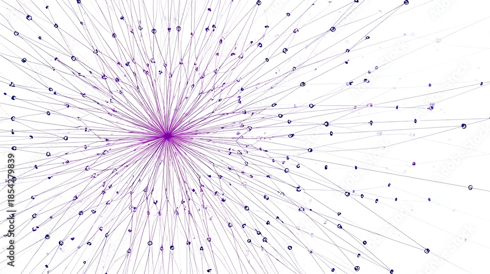 Fototapeta premium Dynamic network visualization of data connections digital space infographic abstract environment wide angle technology concept