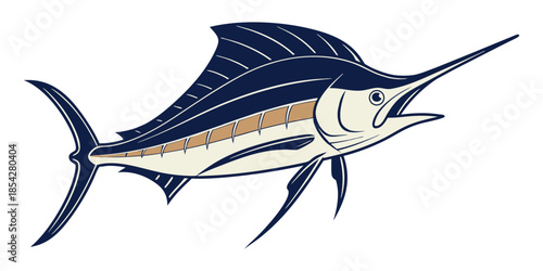 Stylized Blue Marlin Fish Illustration