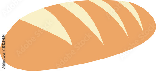 Freshly baked bread loaf illustration with score marks for bakery and organic food design concepts isolated on a white background
