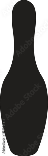 Solid Black Bowling Pin Silhouette Icon Professional Sports Equipment Graphic Isolated on White Background for Strike Logo Design, Ten-Pin Bowling Tournament Branding, Leisure Activity Illustration
