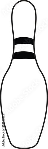 Professional Bowling Pin Outlined Graphic with Black Stripes for Sport League Branding, Achievement Award Certificate Illustration, Ten-Pin Bowling Game Icon, Minimalist Sport Equipment Design