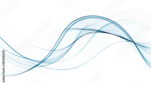 Abstract blue flowing wave lines on a white background creating a sense of motion and modern digital fluidity