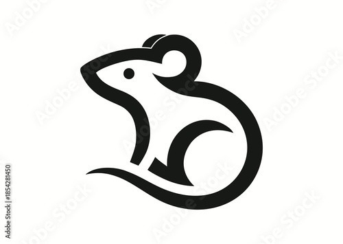 Mouse, black and white silhouette logo
