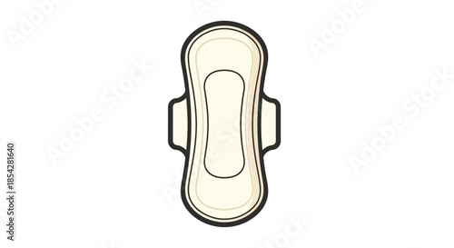 A simple illustration depicting a sanitary pad viewed from directly above
