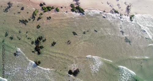 Drone Footage of Clear Sea Water and Coast Texture