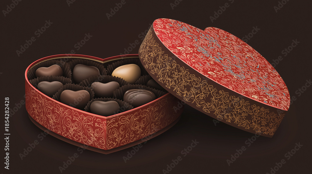 Naklejka premium Valentine chocolate box