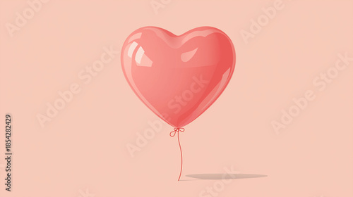Vector heart-shaped balloon, flat design, pastel palette