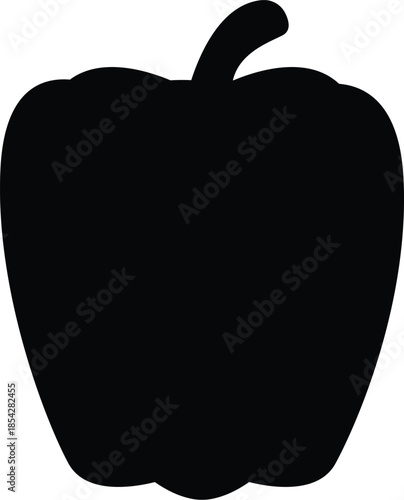 Silhouette of a Bell Pepper Vegetable, Minimalist Black Vector Icon for Healthy Eating, Cooking, Organic Food Branding, and Grocery Store Signage, Simple Capsicum Graphic Element.