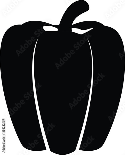 Silhouette of a Bell Pepper Vegetable, Minimalist Black Vector Icon for Healthy Eating, Cooking, Organic Food Branding, and Grocery Store Signage, Simple Capsicum Graphic Element.