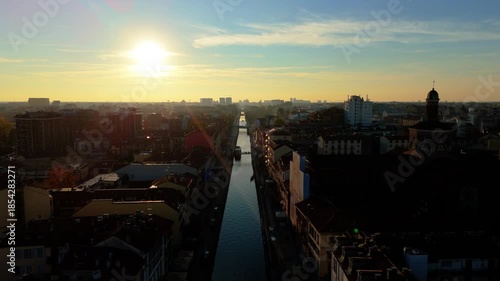 Sunset in Canal District Milan 4k 50fps