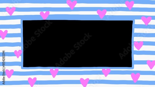 Wiggly hand drawn horizontal line heart frame decoration on loop
