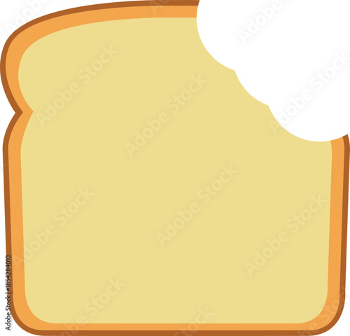 Sliced Bread Illustration with a Missing Bite, Toasted Sandwich Bread Graphic, Bakery Food Icon, Morning Breakfast Snack Vector, Humorous Food Element for Menus and Creative Design.
