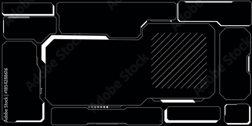 Futuristic geometric frame with technical grid pattern