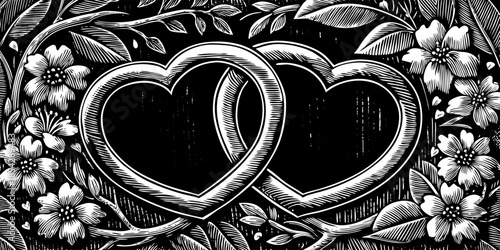 Love Hearts Floral Vector Illustration