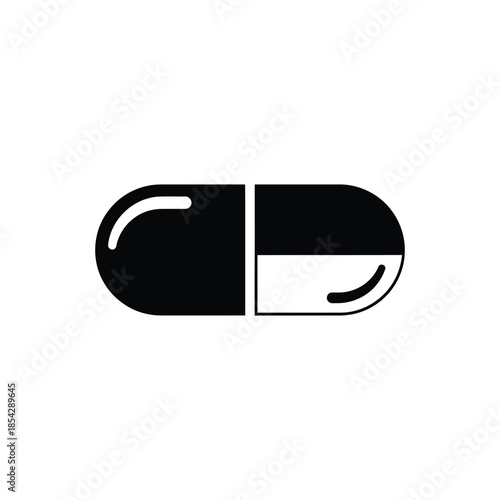 A simple black and white capsule pill design a striking visual representation silhouette